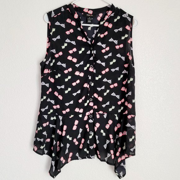 Style & Co Button Down Sunglass Blouse Sleeveless Size M - Picture 1 of 7